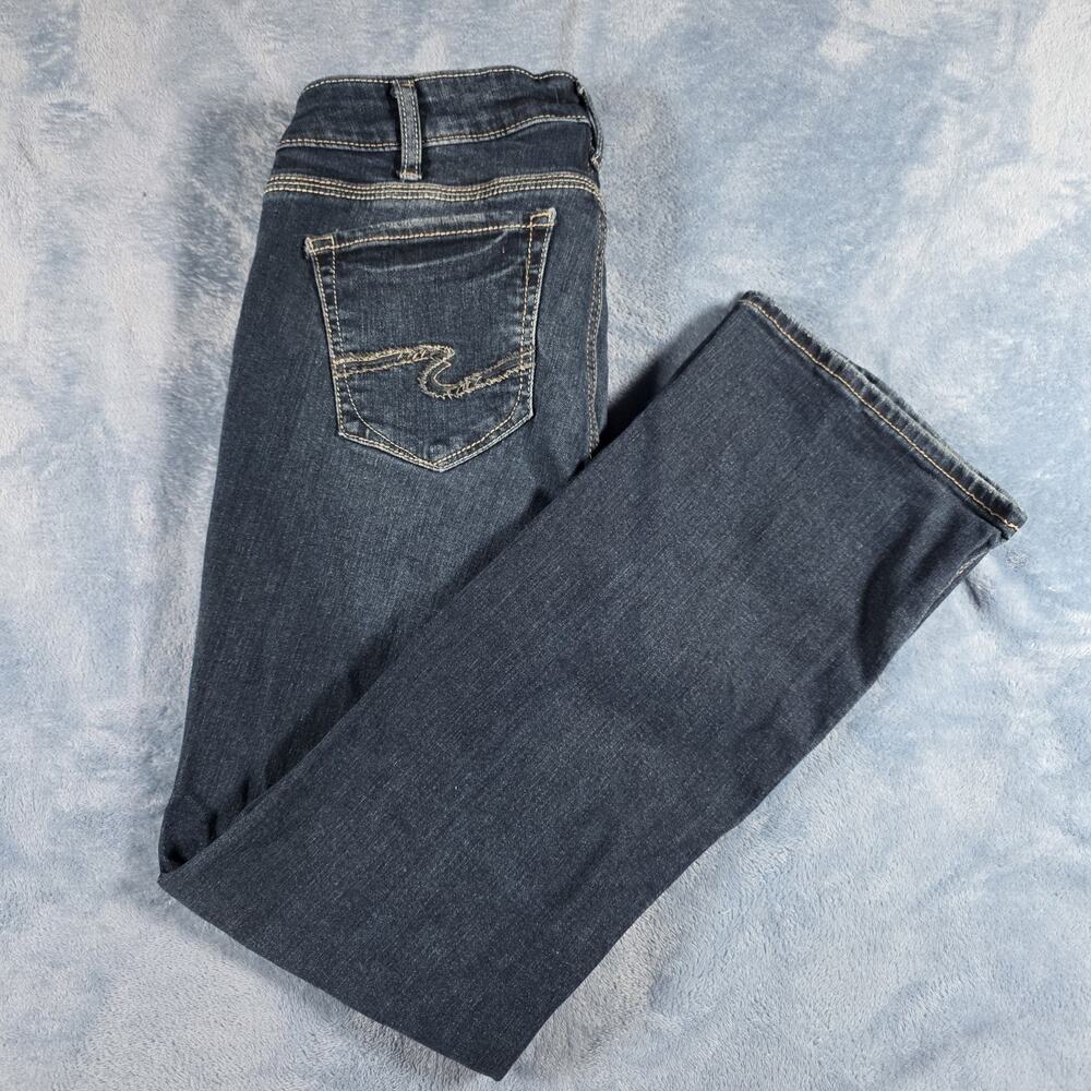 Silver Jeans Suki Bootcut Women’s 32x31 Dark Wash Curvy Fit Thick Stitch